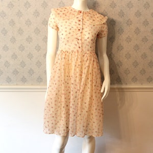 Vintage 1950s Princess Pat Sheer Nylon Pink Floral Dress image 1