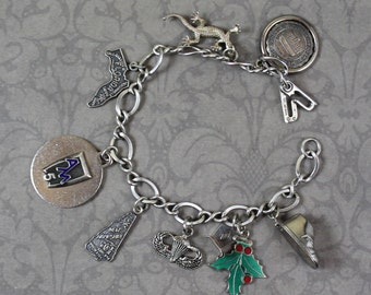 Vintage LGB Sterling Silver Link Bracelet with Sterling & Silver Tone Charms