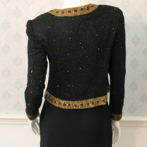 Vintage Stenay Black and Gold Beaded and Sequin Long Sleeve Women's Jacket image 6
