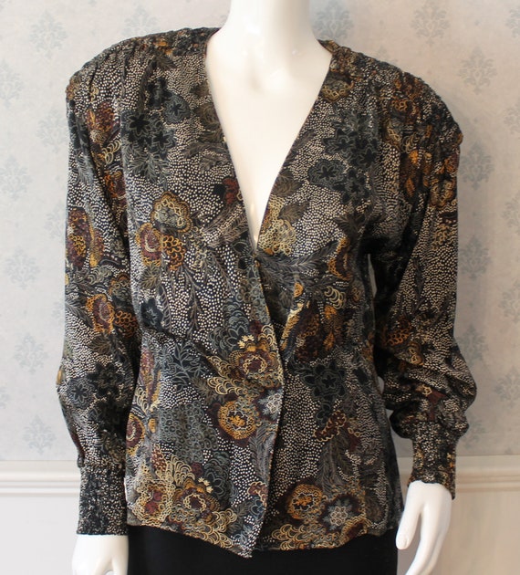 Vintage 1980s to 1990s Cache Brown and Black Paisl