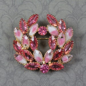 Vintage set roze tinten roze Givre strass broche