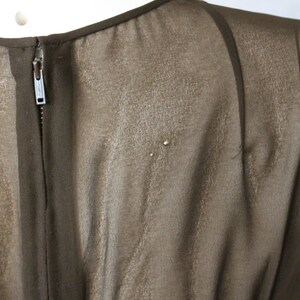 Vintage 1970s Brown Sheer Orange and Gold Sequin Long Sleeve Top image 7