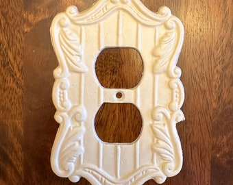 Vintage Off White Heavy Metal Electrical Switch Cover