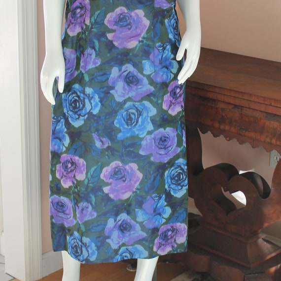 Vintage Purple and Blue Taffeta Sleeveless Dress … - image 8