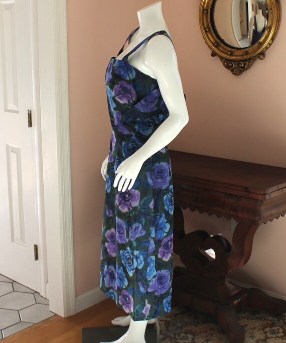 Vintage Purple and Blue Taffeta Sleeveless Dress … - image 5