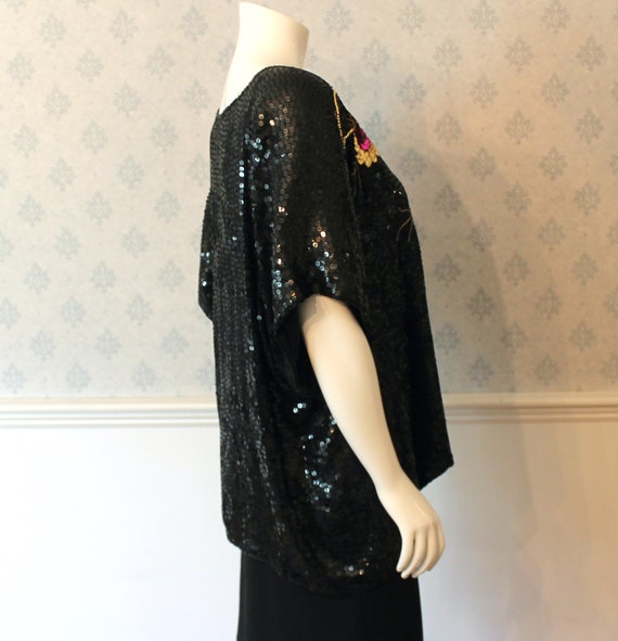 Vintage 1990s Sparkly Black, Gold and Pink Sequin… - image 5