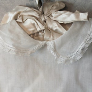 Vintage White Soft Sheer Cotton Wrap Style Short Sleeve Long Baby Baptism or Christening Gown image 6