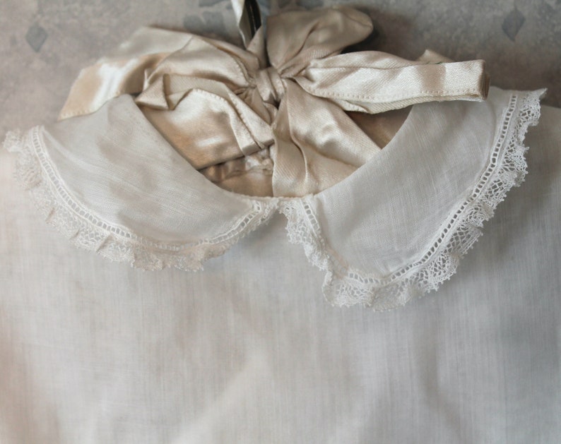 Vintage White Soft Sheer Cotton Wrap Style Short Sleeve Long Baby Baptism or Christening Gown image 6