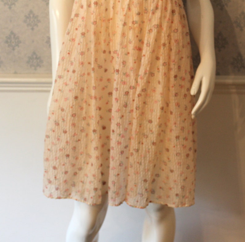 Vintage 1950s Princess Pat Sheer Nylon Pink Floral Dress image 7