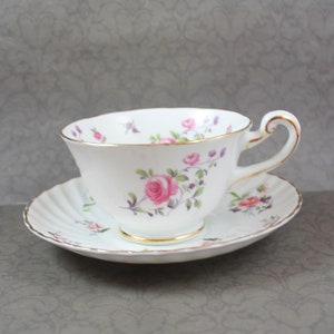 Vintage Royal Chelsea & Royal Adderley Fragarence Rose Tea Cup and Saucer Set