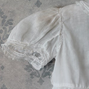 Vintage White Soft Sheer Cotton Wrap Style Short Sleeve Long Baby Baptism or Christening Gown image 7