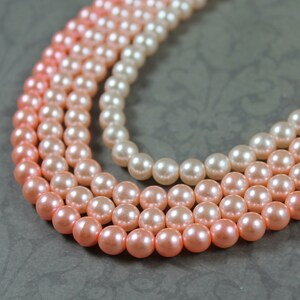 Vintage 1950s to 1960s 4 Strand Pink Faux Pearl Graduated Beaded Japan Necklace image 5