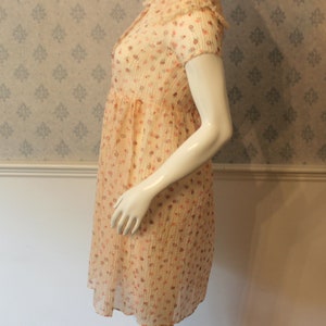 Vintage 1950s Princess Pat Sheer Nylon Pink Floral Dress image 4