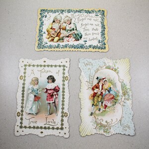 Lot of 3 Victorian Embossed Folding Valentine Cards