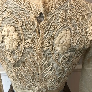 Antique Edwardian 1900s Soutache Net Lace High Neck Blouse image 9