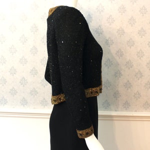 Vintage Stenay Black and Gold Beaded and Sequin Long Sleeve Women's Jacket image 4