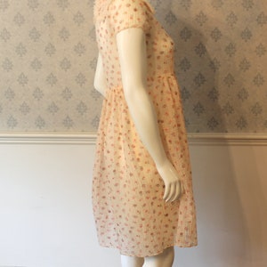 Vintage 1950s Princess Pat Sheer Nylon Pink Floral Dress image 3