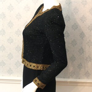 Vintage Stenay Black and Gold Beaded and Sequin Long Sleeve Women's Jacket image 8