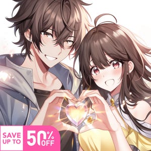 Couple Anime Portrait, Custom Cute Anime Art, Anime Commission,Anniversary Present,Romantic Cartoon Drawing,Personalized Couple Illustration
