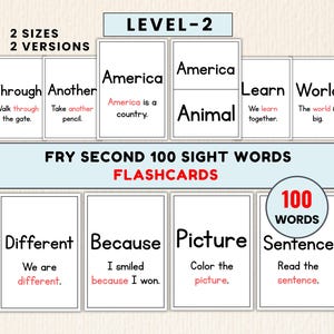 Fry Second - 100 parole da imparare a memoria con frasi di esempio / 2 formati