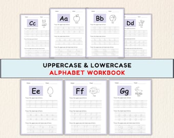 Alphabet Tracing Workbook, Uppercase and Lowercase Letter Practice, Printable PDF for Preschool, Pre-K & Kindergarten