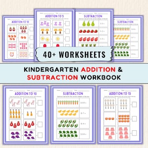 40 Kindergarten Addition and Subtraction Worksheets to 20 Printable Math PDF