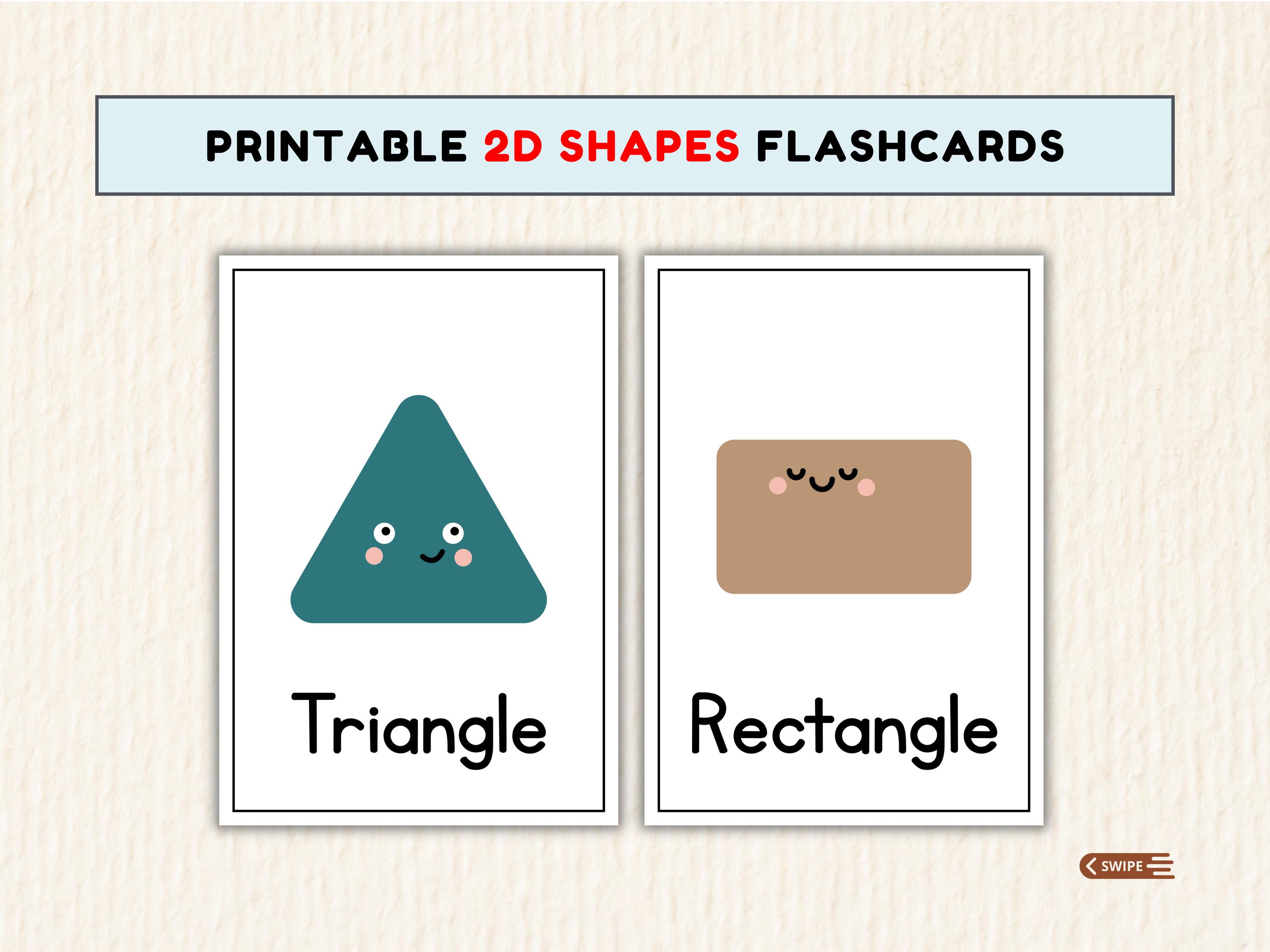 Printable 2D Shapes Flashcards for Preschool | Kindergarten Math ...