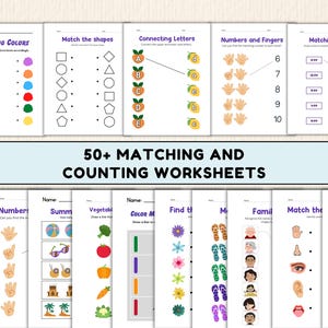 Matching Worksheets for Preschool & Kindergarten Printable PDF - Etsy