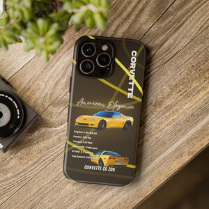 Coques résistantes - Voiture de sport américaine jaune Corvette C6 ZO6 2013 - Étuis pour iPhone, Samsung, téléphone pour passionnés de voiture