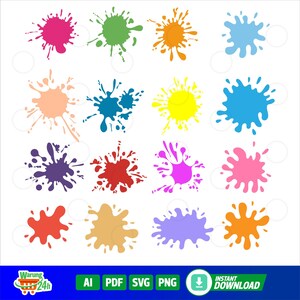 Paint Splatter SVG, Bundle, Paint Splats Svg, Paint Svg, Clipart, Vector, Ink splatter, Paint streak blob, Cut File for Cricut, Silhouette