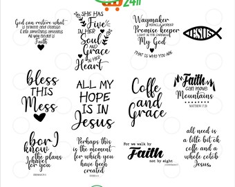 Christian Bundle SVG, Scripture Bundle, Waymaker SVG, Bible Verse Bundle, Cut Files for Cricut, Religious SVG, Jesus, God, Faith svg dxf