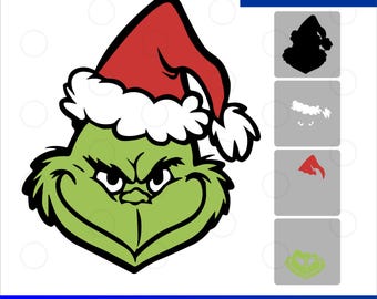 Grinch face SVG, Grinch PNG DXF Sublimation design, Layered Grinch svg, Christmas svg, Grinch layered svg cricut, Grinch ornaments svg hat