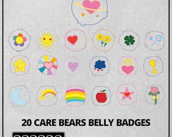 Care Bears Belly Badges Digital Files SVG, Silhouette Cameo Designs for Birthday, Funshine & Super Love Vector