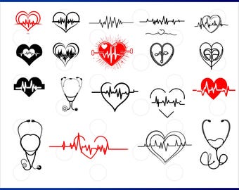Heartbeat svg bundle, Heart beat svg, Heartbeat Clipart, Healthcare, Nurse SVG cut file cutting file,  Stethoscope Health Heart