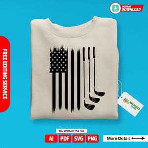 アメリカン ゴルフ SVG | Cricut 用ゴルフ カート、ゴルファー、ボール SVG ファイル | 楽しいギフトをすぐにダウンロード