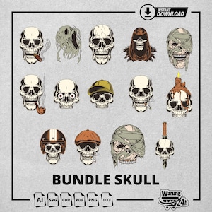 Skulls SVG Bundle, Skeleton svg Bundle, Skull Cut files for Cricut, Skull Clipart, Skull Silhouette, Skeleton svg, Skull Vector