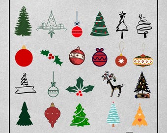 Pakiet Svg choinki, Svg bożonarodzeniowy, Svg choinki, Clipart bożonarodzeniowy, Png choinki, Cyfrowe bożonarodzeniowe, Cricut, Sylwetka, DXF