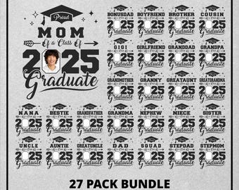 Absolwent PNG Svg, dumny absolwent 2025 SVG Bundle, ukończenie studiów Svg, dumny senior Svg, starsza rodzina pasująca koszulka Svg, zdjęcie ukończenia studiów 2025