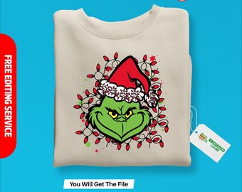 Grinch Christmas face SVG, Grinch PNG DXF Sublimation design, Layered Grinch svg, Christmas svg, Grinch layered svg cricut, Grinch ornaments