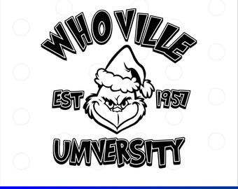 Grinch Whoville University svg, Grinch Svg, Grinch layered svg cricut, Grinch ornaments svg hat, Christmas svg
