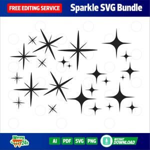 Sparkle SVG Bundle, Sparkle Stars SVG, Stars Svg, Star Clipart, Bright Stars, Twinkle Stars, Instant Download, Cricut Cut File, Silhouette