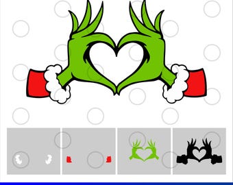 Merry Grinchmas Svg, Grinch hands, Merry Christmas SVG, Grinch Svg, Christmas Gift, Grinch Heart, SVG, PNG