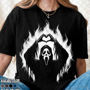 Retro 90's Comfort Colors Funny Ghostface Heart Hands Valentine T-Shirt, Ironic Slasher Love Shirt, Gift For Women and Man Unisex T-Shirt image 3