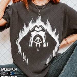 Retro 90's Comfort Colors Funny Ghostface Heart Hands Valentine T-Shirt, Ironic Slasher Love Shirt, Gift For Women and Man Unisex T-Shirt image 2