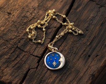 Moonlight Talisman– 24K Gold Bronze Pendant | Handmade One-of-a-Kind Lunar Amulet by MòöryaProject