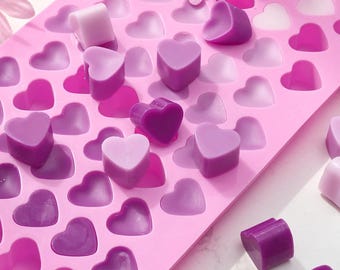 Hjärtform i silikon med 55 håligheter – DIY-ljusform, smältvaxform, tvålform i choklad för alla hjärtans dag-pyssel, bakning och presenter