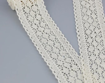 5m Cotton Lace Trim Ribbon, White or Black Embroidered Cotton Lace Ribbon for Sewing, Crafts, DIY Decoration, Handmade Fabric Trim