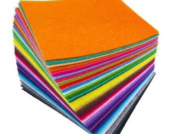40 feuilles de tissu en feutre | Patchwork carrés colorés de 1 mm pour la couture, travaux manuels, projets faits main et fournitures d'art pour enfants