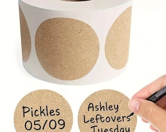 Rollo de 500 pegatinas redondas de papel kraft, etiquetas autoadhesivas para tarros, etiquetas de regalo, organización de nombres, suministros para manualidades.