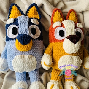 Bluey and Bingo Crochet Plush Set – Handmade Soft Toys | Bluey-Inspired Gift for Kids, Toddlers & Nursery Decor